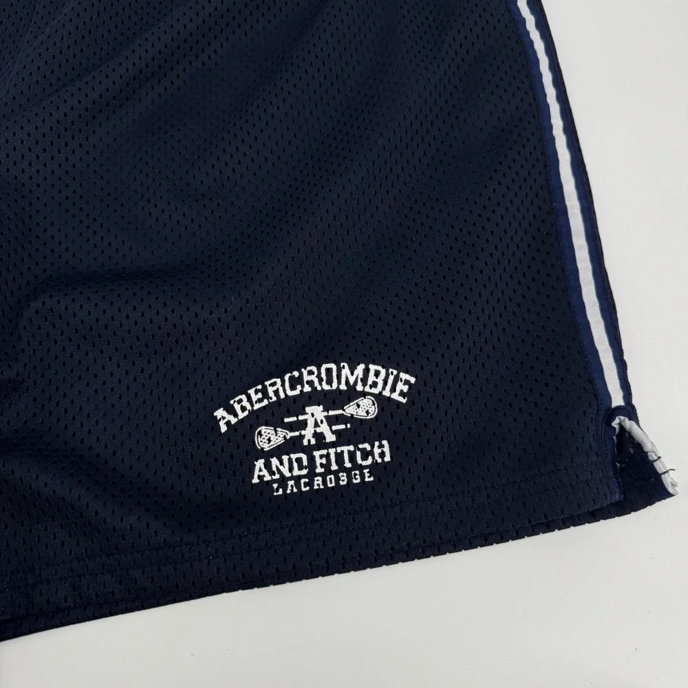 Vintage Abercrombie & Fitch Lacrosse Mesh Shorts Navy Blue Mens XL Performance